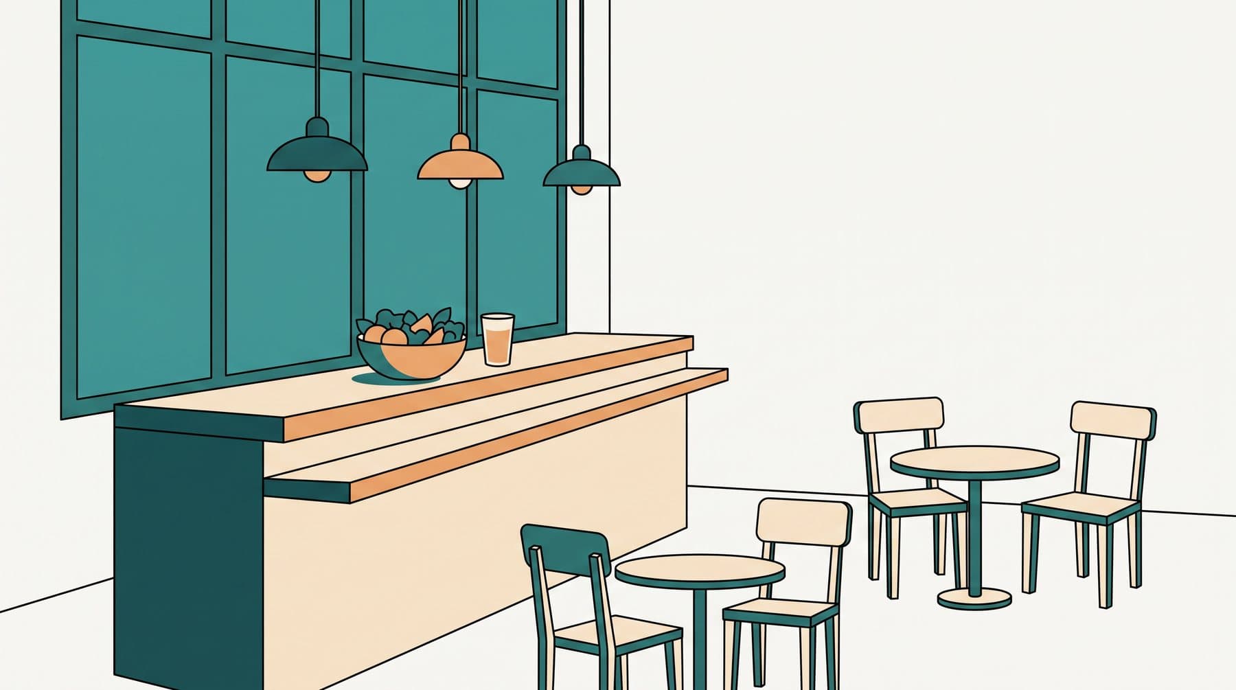 Illustrazione: la sala del WT Bistro