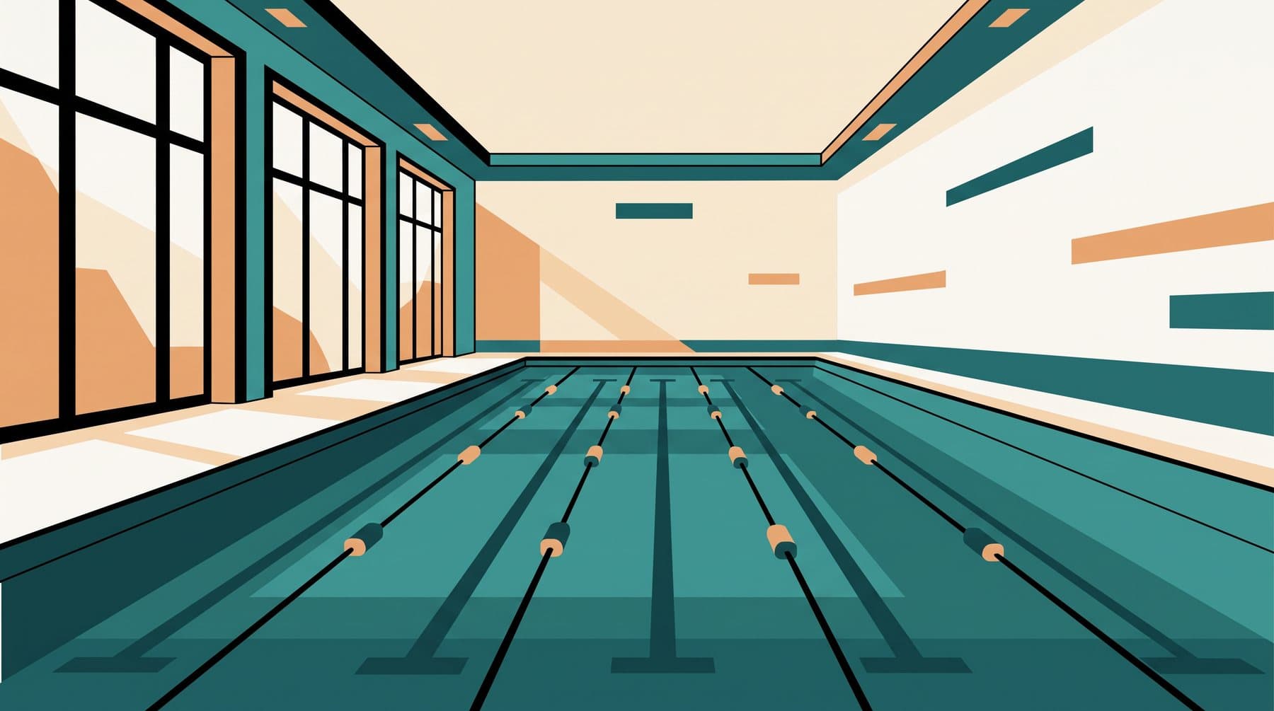 Illustrazione: la piscina da 25 metri con le sue otto corsie